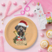 Deutsch Drahthaar, Frohe Weihnachten! Schaltfläche Pappteller (Party)