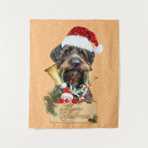 Deutsch Drahthaar, Frohe Weihnachten! Schaltfläche Wandteppich