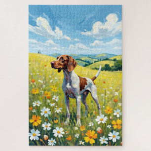 Deutsch Drahthaar Frühlingswiese Hund Puzzle