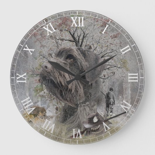 Deutsch Drahthaar Große Wanduhr (Vorderseite)