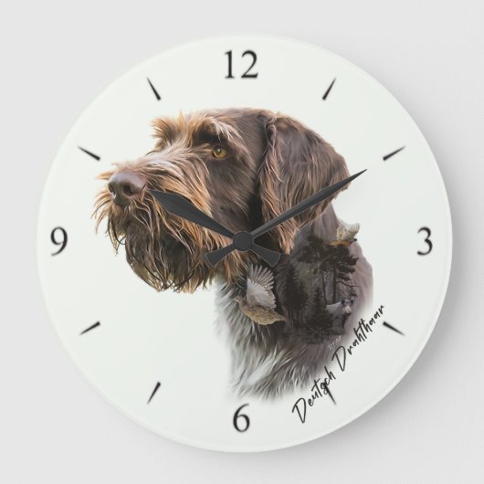 Deutsch Drahthaar Große Wanduhr (Vorderseite)