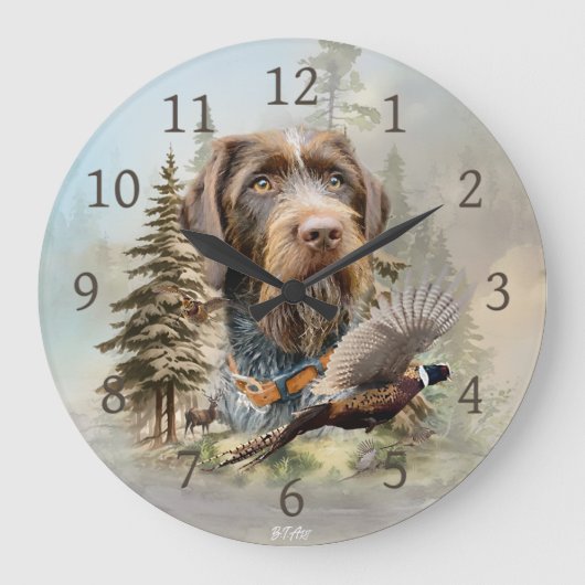 Deutsch Drahthaar Große Wanduhr (Vorderseite)