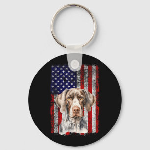 Deutsch Drahthaar Hund Liebhaber US Flagge 4. Schlüsselanhänger