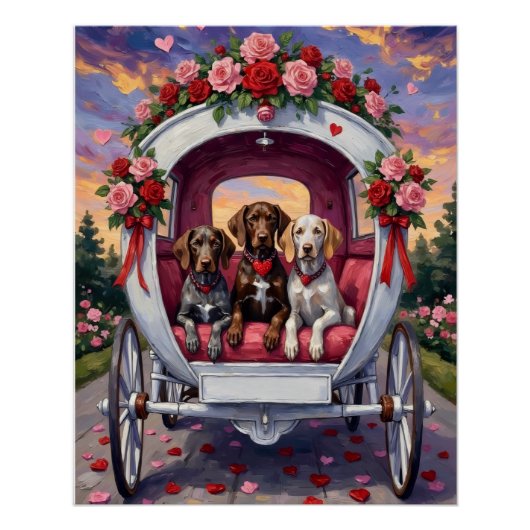 Deutsch Drahthaar Hund Valentinstag Poster (Vorderseite)