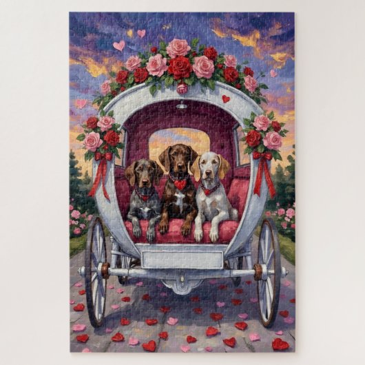 Deutsch Drahthaar Hund Valentinstag Puzzle (Vertikal)