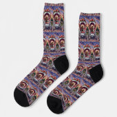 Deutsch Drahthaar Hund Valentinstag Socken (Linkes Detail)