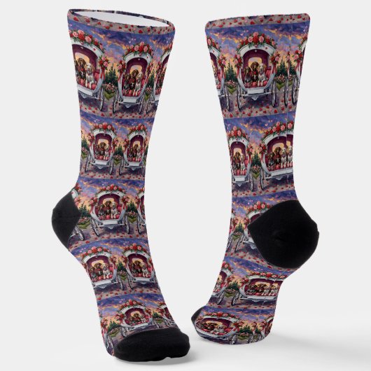Deutsch Drahthaar Hund Valentinstag Socken (Gewinkelt)