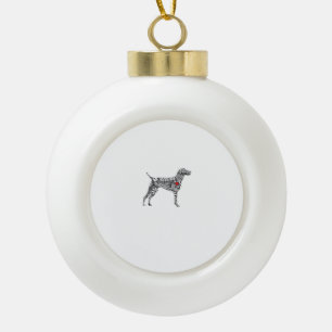 Deutsch Drahthaar I GSP Hundemutter I Liebe Herz Keramik Kugel-Ornament