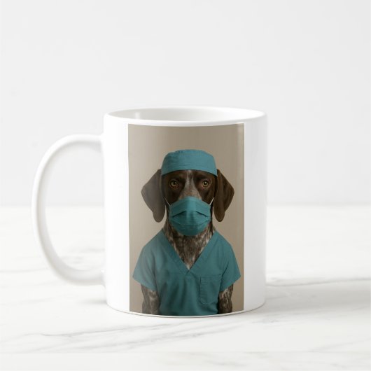 Deutsch Drahthaar in Arbeitskleidung Kaffeetasse (Links)