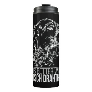 Deutsch Drahthaar Leben ist besser Hund Sprichwort Thermosbecher