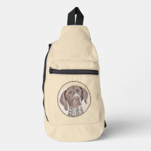 Deutsch Drahthaar Malerei Original Kunst Crossbody Bag
