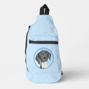 Deutsch Drahthaar Malerei Original Kunst Crossbody Bag