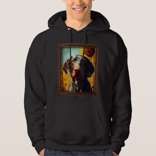 Deutsch Drahthaar malt Sonnenblumen-Flow Hoodie (Vorderseite)