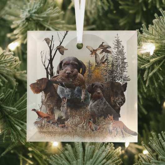 Deutsch Drahthaar Ornament Aus Glas (Insitu)