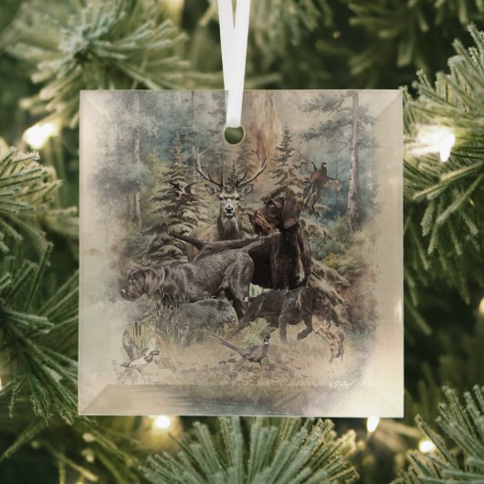 Deutsch Drahthaar Ornament Aus Glas (Insitu)