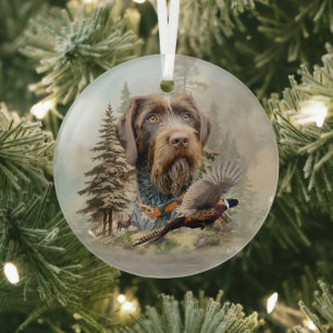 Deutsch Drahthaar Ornament Aus Glas