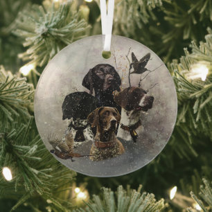 Deutsch Drahthaar Ornament Aus Glas