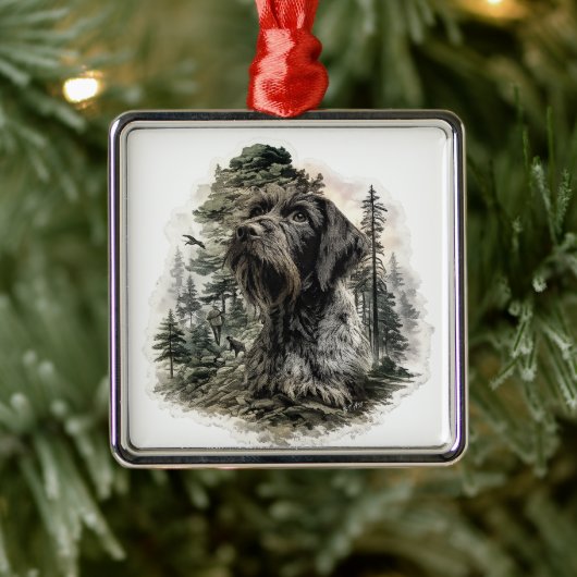 Deutsch Drahthaar Ornament Aus Metall (Baum)