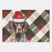 Deutsch Drahthaar Pointer Weihnachtshund Kariert Geschenkpapier Set (Vorderseite 3)