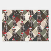 Deutsch Drahthaar Pointer Weihnachtshund Kariert Geschenkpapier Set (Vorderseite 2)