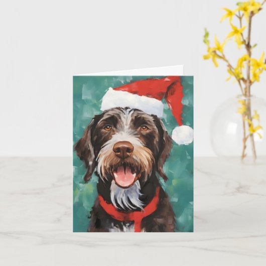 Deutsch-Drahthaar-Pointer-Weihnachtsmalerei Karte (Gelbe Blume)