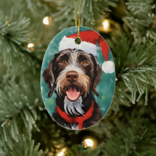 Deutsch-Drahthaar-Pointer-Weihnachtsmalerei Keramik Ornament
