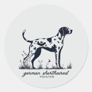 Deutsch Drahthaar Pointer zeigende Silhouette Runder Aufkleber