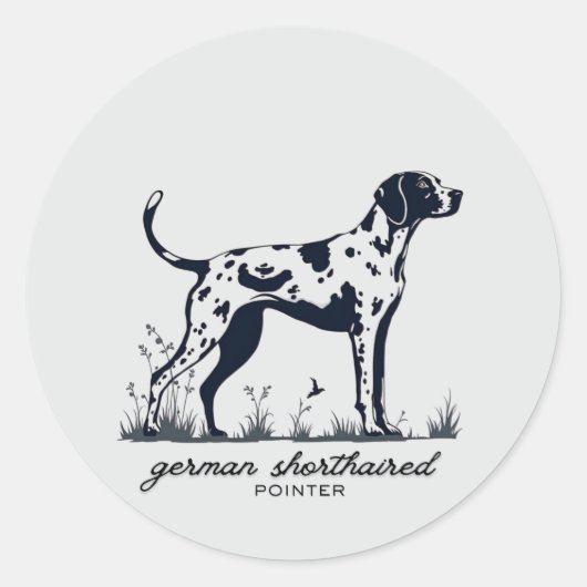 Deutsch Drahthaar Pointer zeigende Silhouette Runder Aufkleber (Vorderseite)