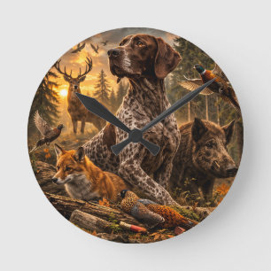 Deutsch Drahthaar Runde Wanduhr