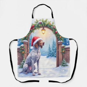 Deutsch Drahthaar schneebedene Tor Santa Hut Schürze