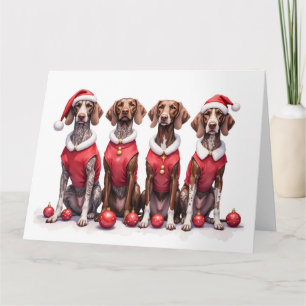 Deutsch Drahthaar Weihnachtskleid Santa Karte