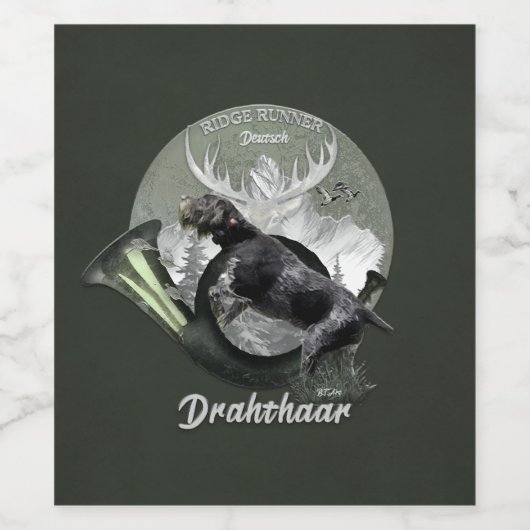 Deutsch Drahthaar Weinetikett (Einzelnes Label)