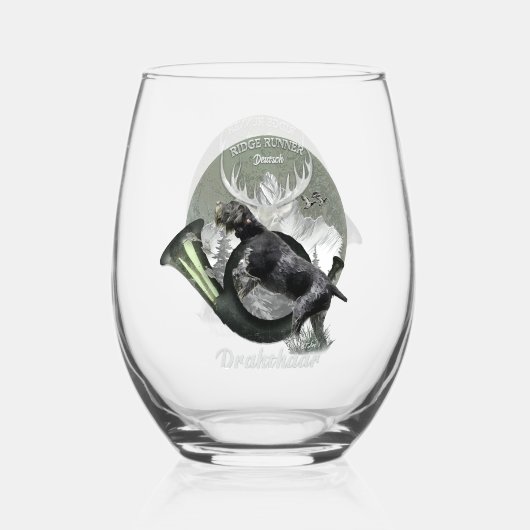 Deutsch Drahthaar Weinglas Ohne Stiel (Rückseite)