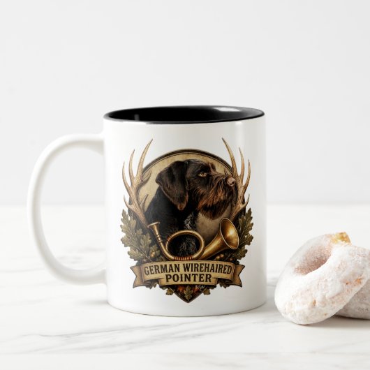 Deutsch Drahthaar Zweifarbige Tasse (Mit Donut)