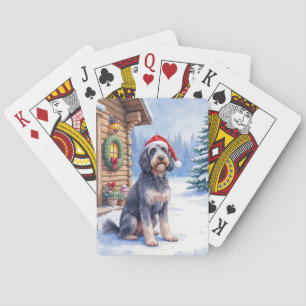 Deutsch Drahthaarpointer Schneelodge Weihnachtsman Spielkarten