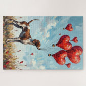 Deutsch Drahthaarpointer Valentinstag Herz Puzzle (Horizontal)