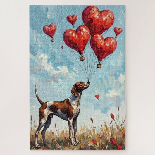 Deutsch Drahthaarpointer Valentinstag Herz Puzzle (Vertikal)