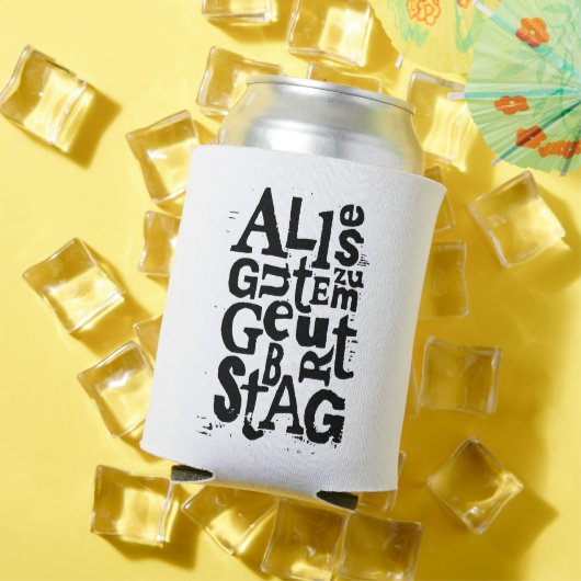 Deutsch "Happy Birthday" Lino Print Dosenkühler (In Situ Sommer)