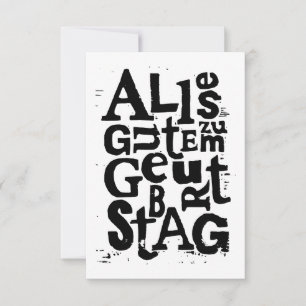 Deutsch "Happy Birthday" Lino Print Einladung