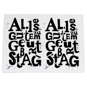 Deutsch "Happy Birthday" Lino Print Große Geschenktüte
