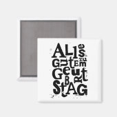 Deutsch "Happy Birthday" Lino Print Magnet (Vorderseite/Rückseite)