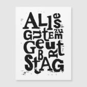 Deutsch "Happy Birthday" Lino Print Magnetkarte (Vorderseite)