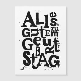 Deutsch "Happy Birthday" Lino Print Magnetkarte