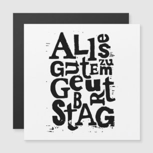 Deutsch "Happy Birthday" Lino Print Magnetkarte