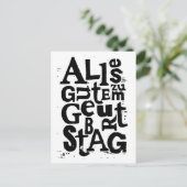 Deutsch "Happy Birthday" Lino Print Postcard Postkarte (Stehend Vorderseite)