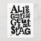 Deutsch "Happy Birthday" Lino Print Postcard Postkarte (Vorderseite)