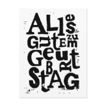 Deutsch "Happy Birthday" Lino Print Postcard