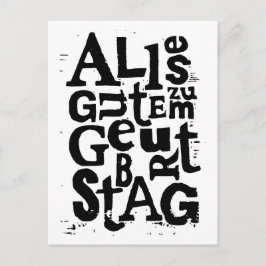 Deutsch "Happy Birthday" Lino Print Postcard Postkarte