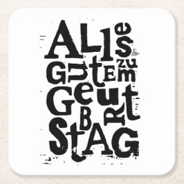 Deutsch "Happy Birthday" Lino Print Rechteckiger Pappuntersetzer