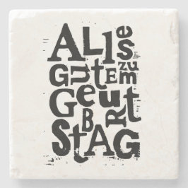 Deutsch "Happy Birthday" Lino Print Stone Unterset Steinuntersetzer